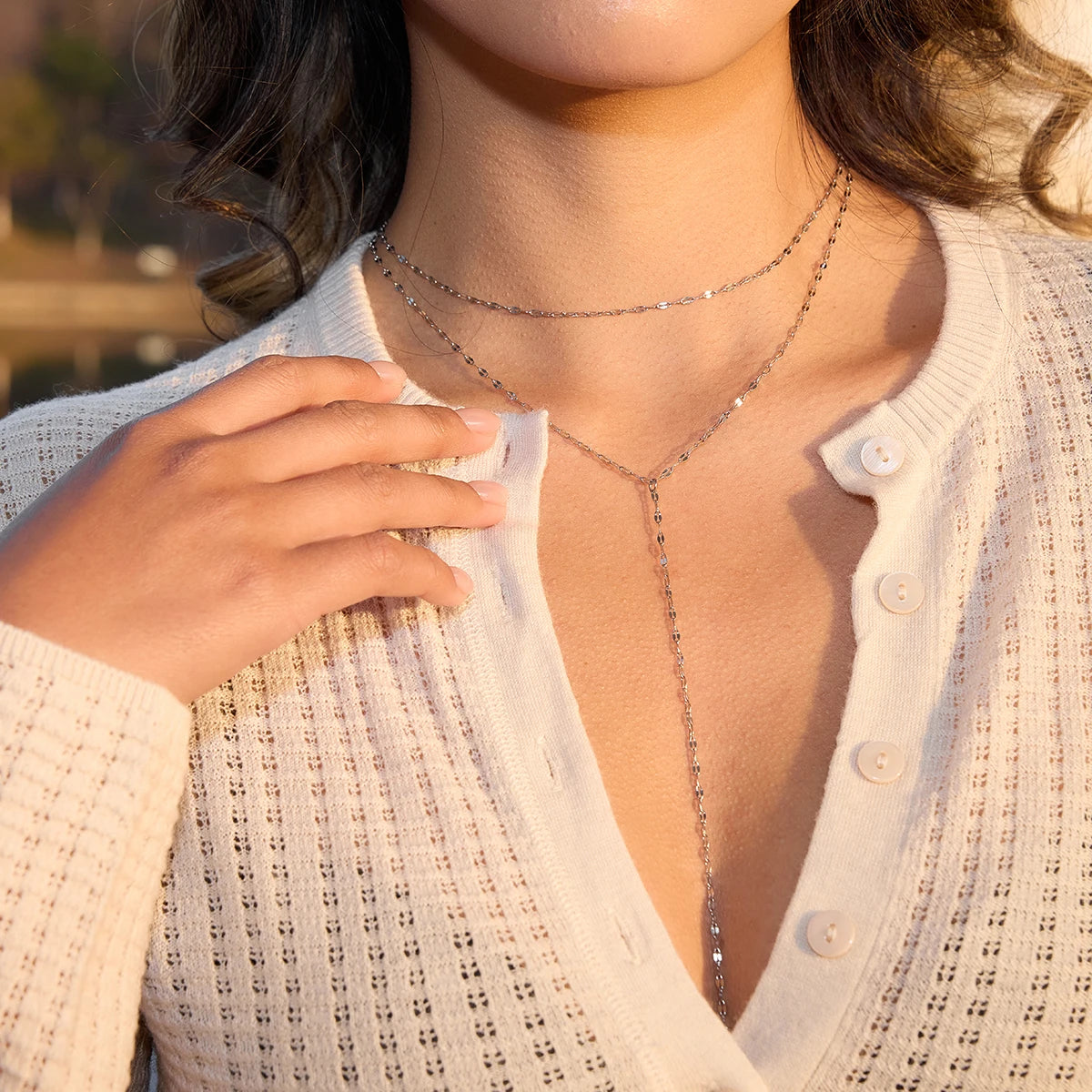 Kika Double-Layer Y-Shaped Chain Necklace