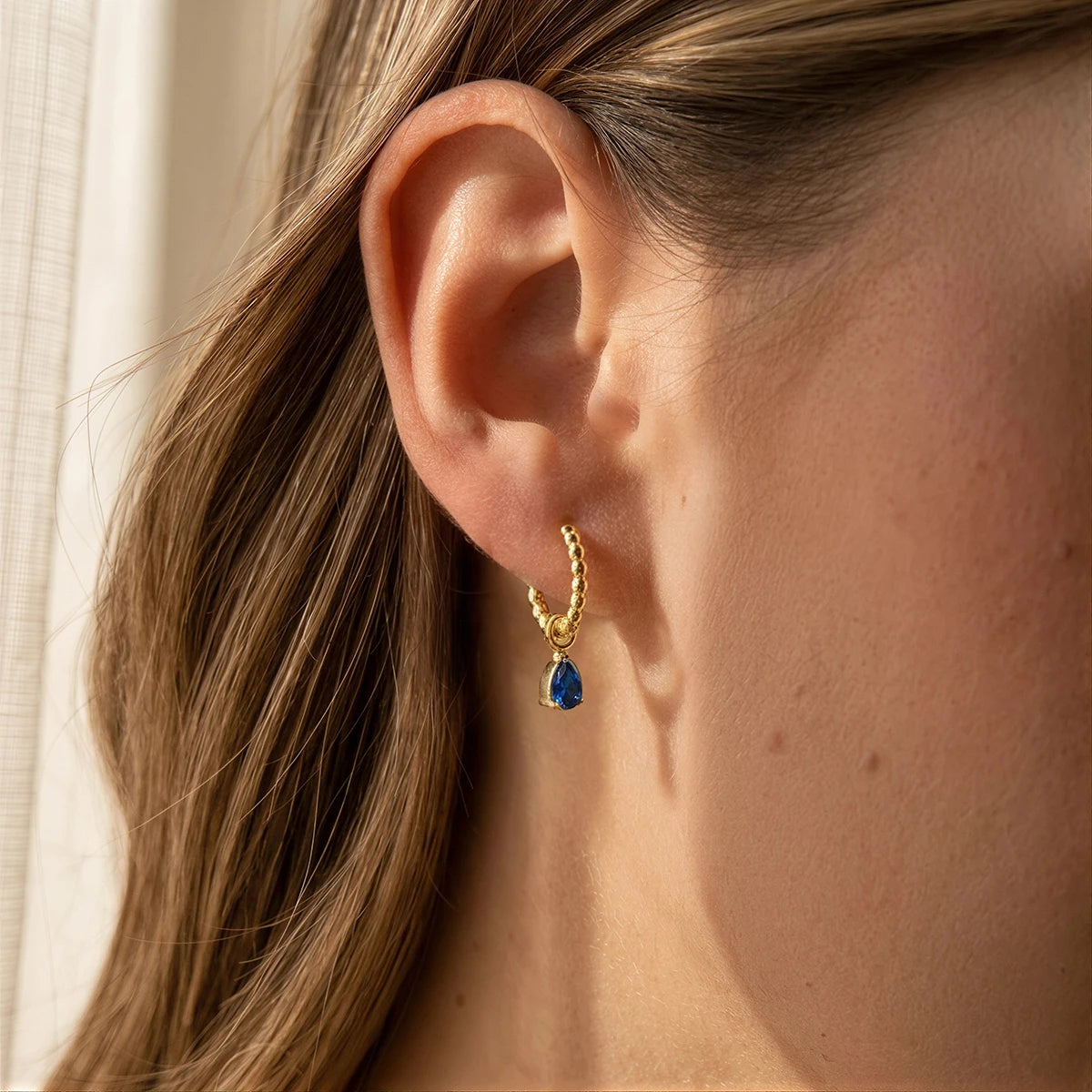 KIKA Elegant Water Drop Zircon Earrings PVD Plated Stainless Steel 316L