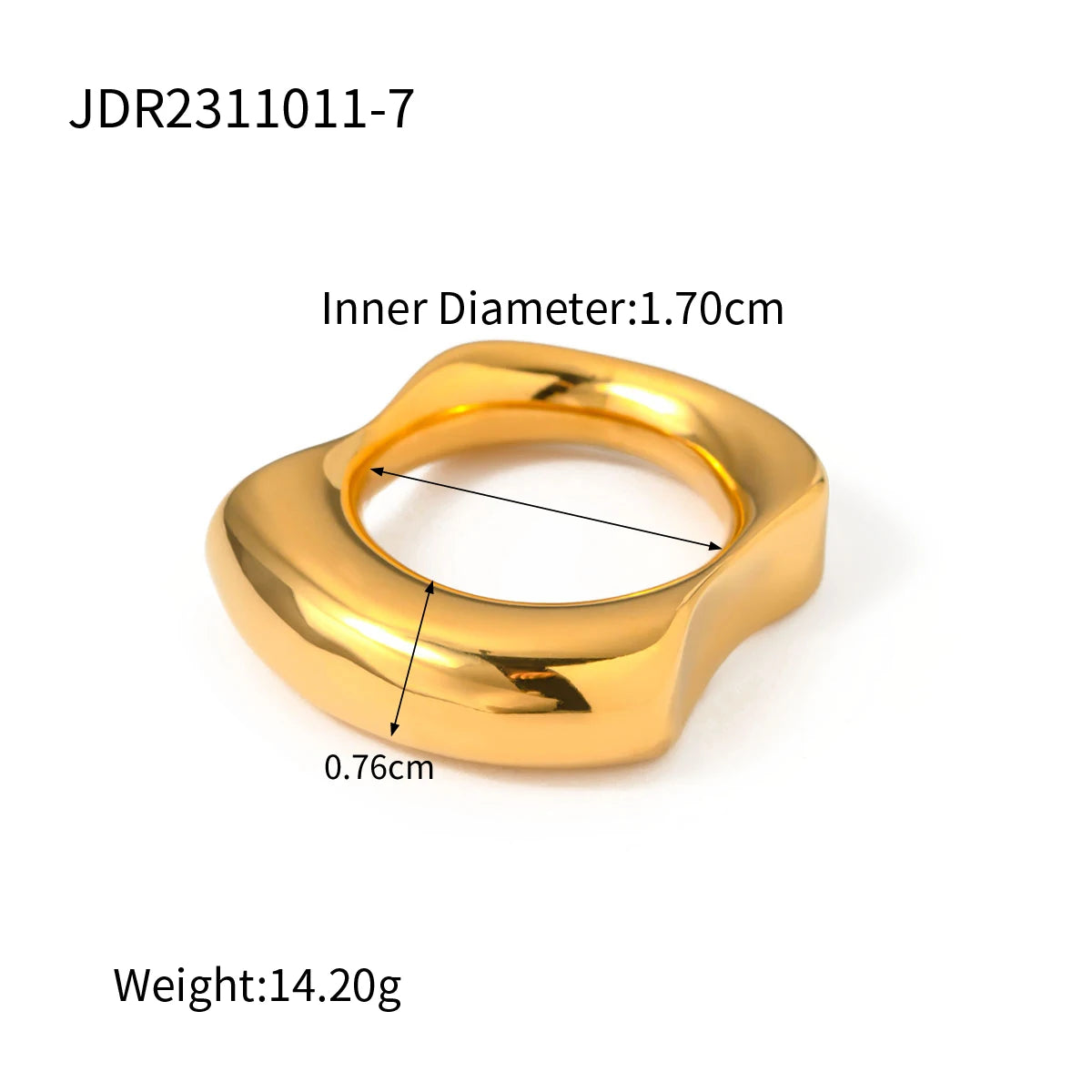 Kika Chic Unique Stainless Steel Unusual Ring Water Resistant 18K PVD Plated