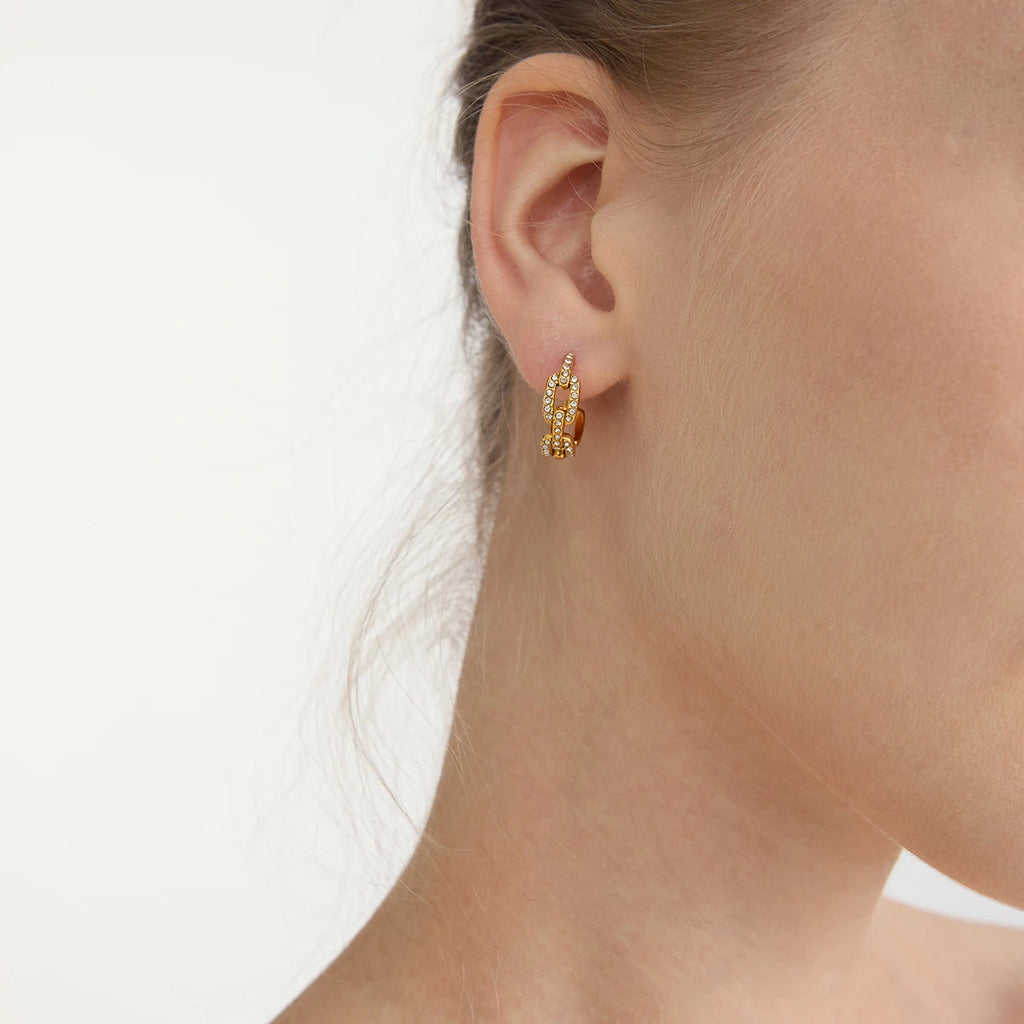 Classic Fashion White Zircon Chain Earring Hoop