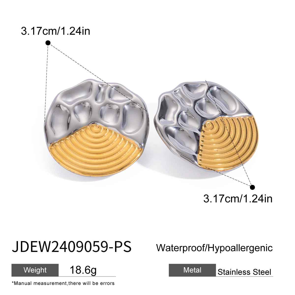 Minimalist Two tone Stainless Steel Thread Irregular Round Earrings