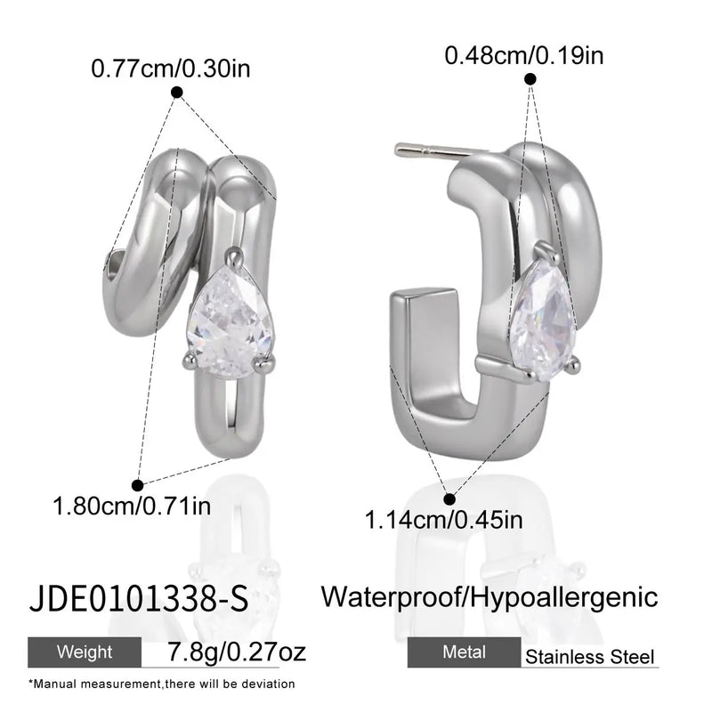 KIKA Delicate Double Layered C-Shaped Earrings  PVD Gold Plated Stainless Steel 316L