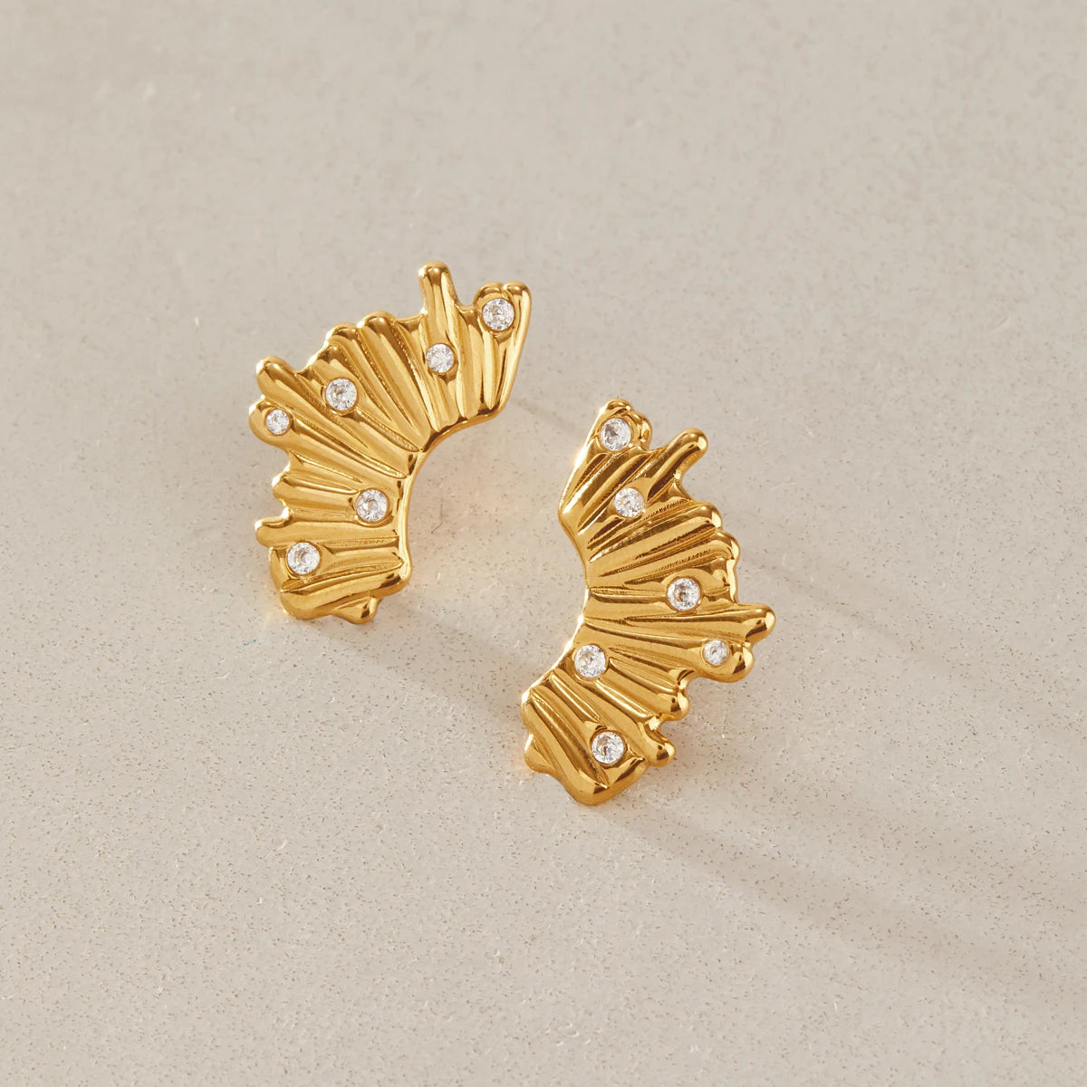 KIKA Classic Zircon Geometric Stud Earrings For Women Minimalist 18K Gold PVD Plated Stainless Steel Earrings Fashion Jewelry