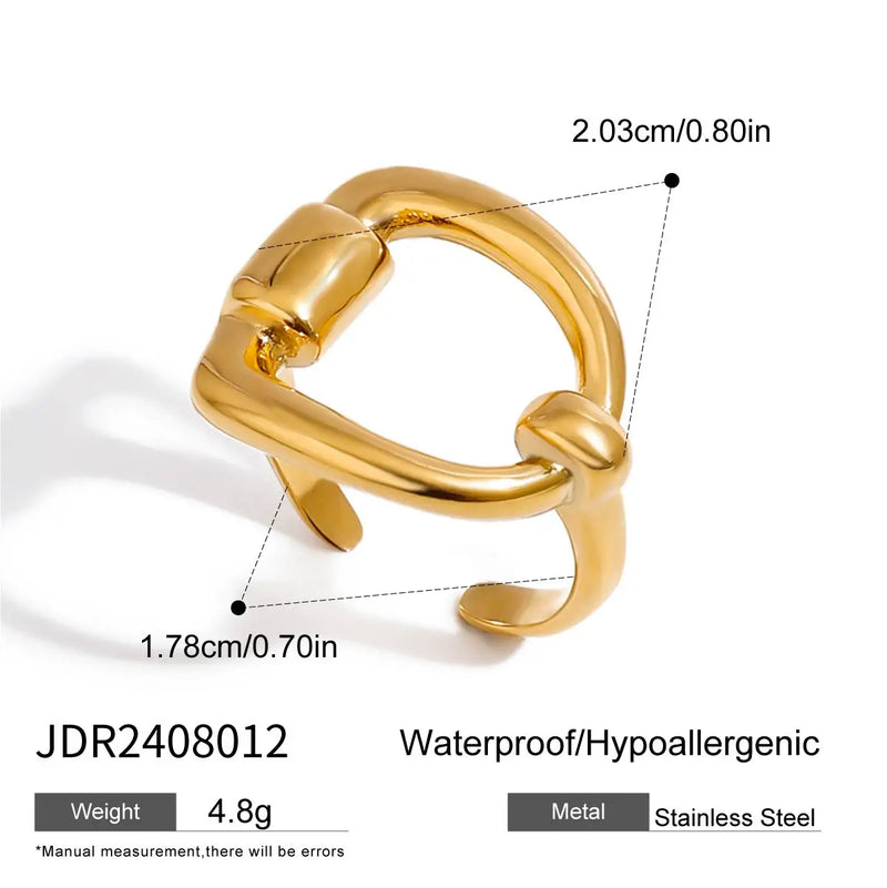 KIKA Minimalist Ring Classy Oval Knot Ring  Stainless steel 316L PVD Plated