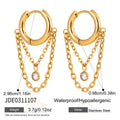 Kika Classic Steel Color Circular Zircon Chain Tassel Earrings