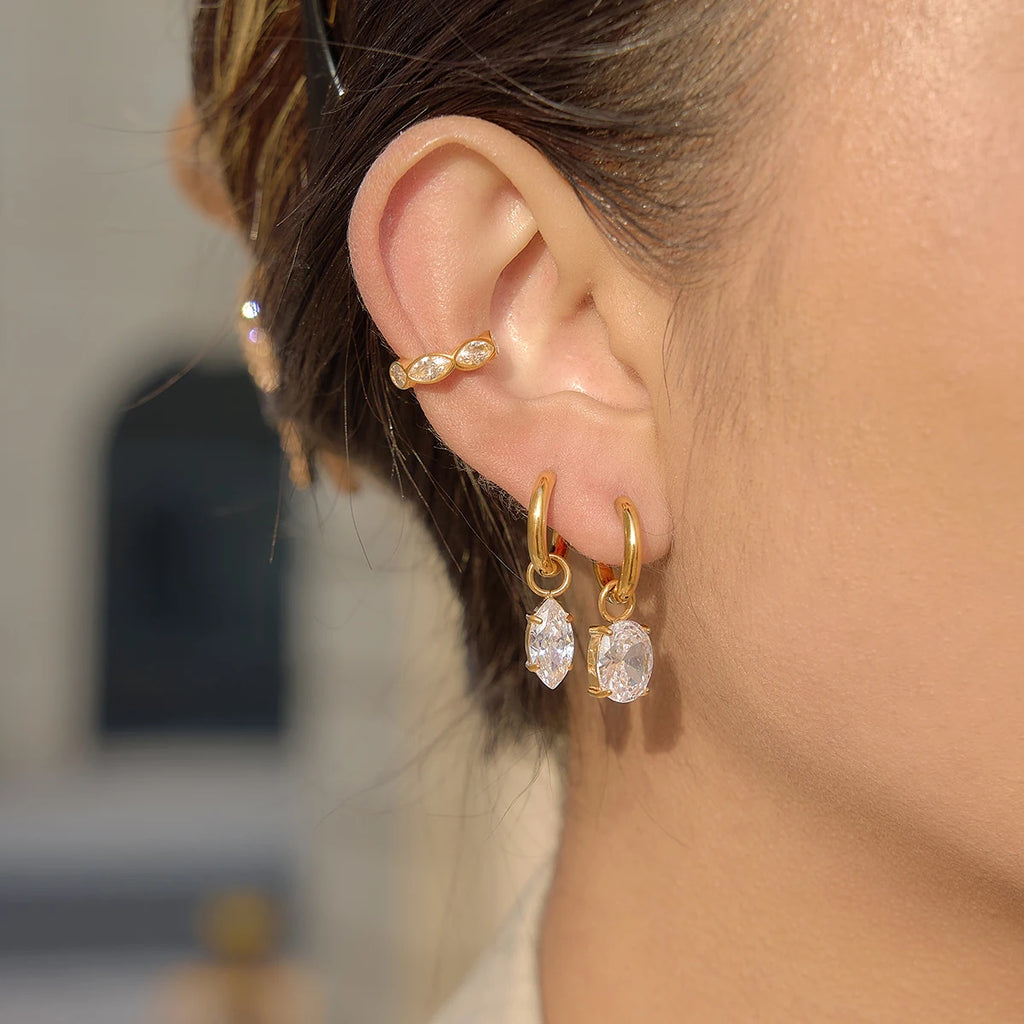 Shiny Cubic Zirconia Drop Earrings