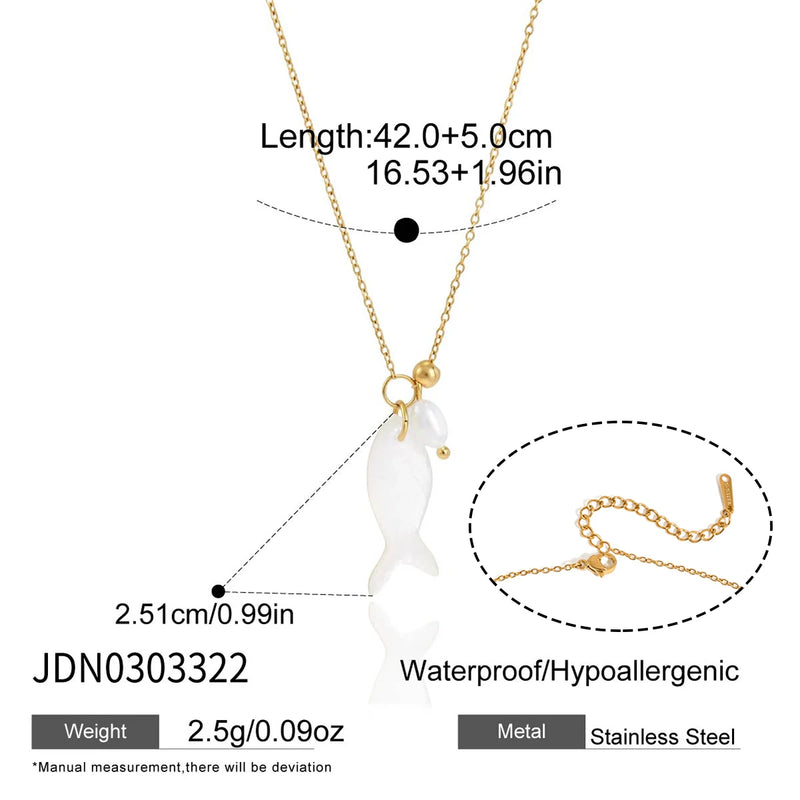 Kika Freshwater Pearl Fish Shape Shell Pendant Necklace