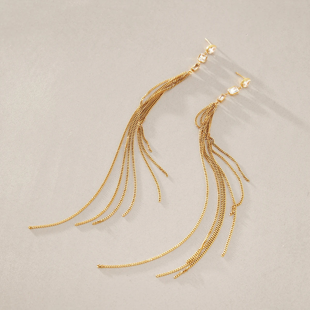 KIKA Geometric Zircon Drop Earrings  Minimalist 18K Gold Plated Stainless Steel 316L
