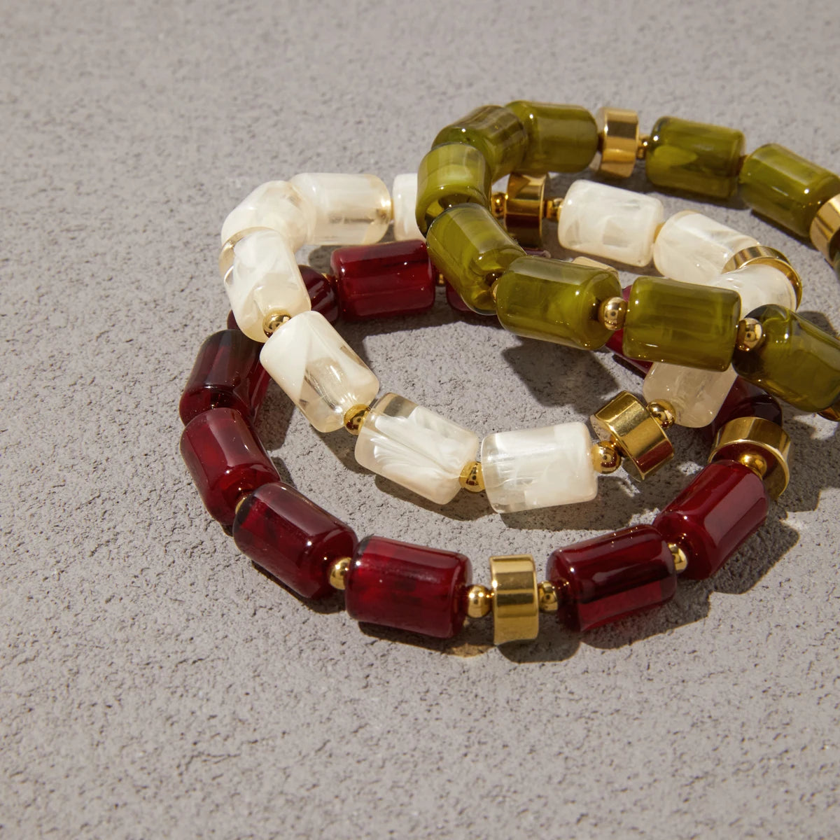 KIKA Vintage Elastic Resin Bracelet For Women Minimalist Gold Color CCB Plastic Beads Bracelet Autumn Winter Fashion Jewelry
