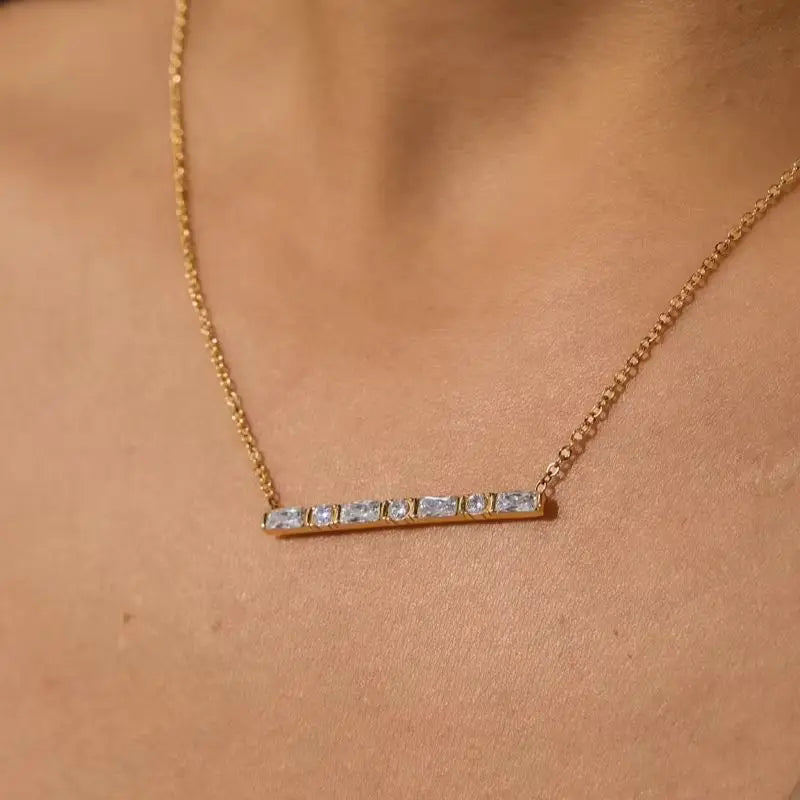 KIKA Minimalist Zircon Pendant Necklace PVD Plated Stainless Steel 316L