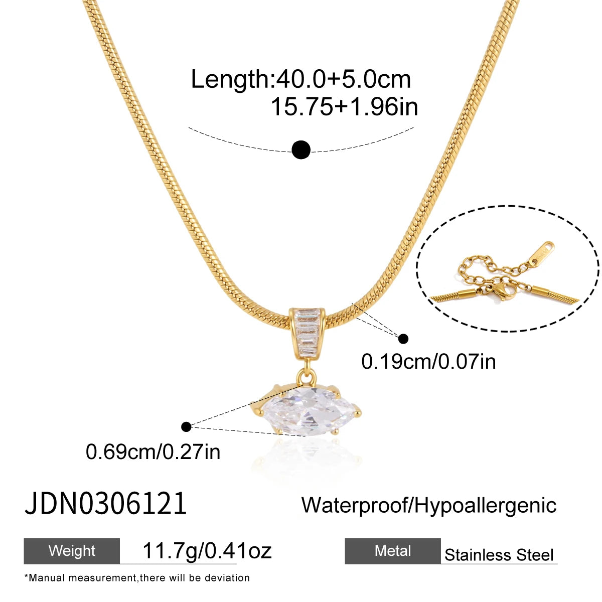 Kika Geometric Zircon Pendant Necklace Minimalist 18K Gold PVD Plated Stainless Steel 316L