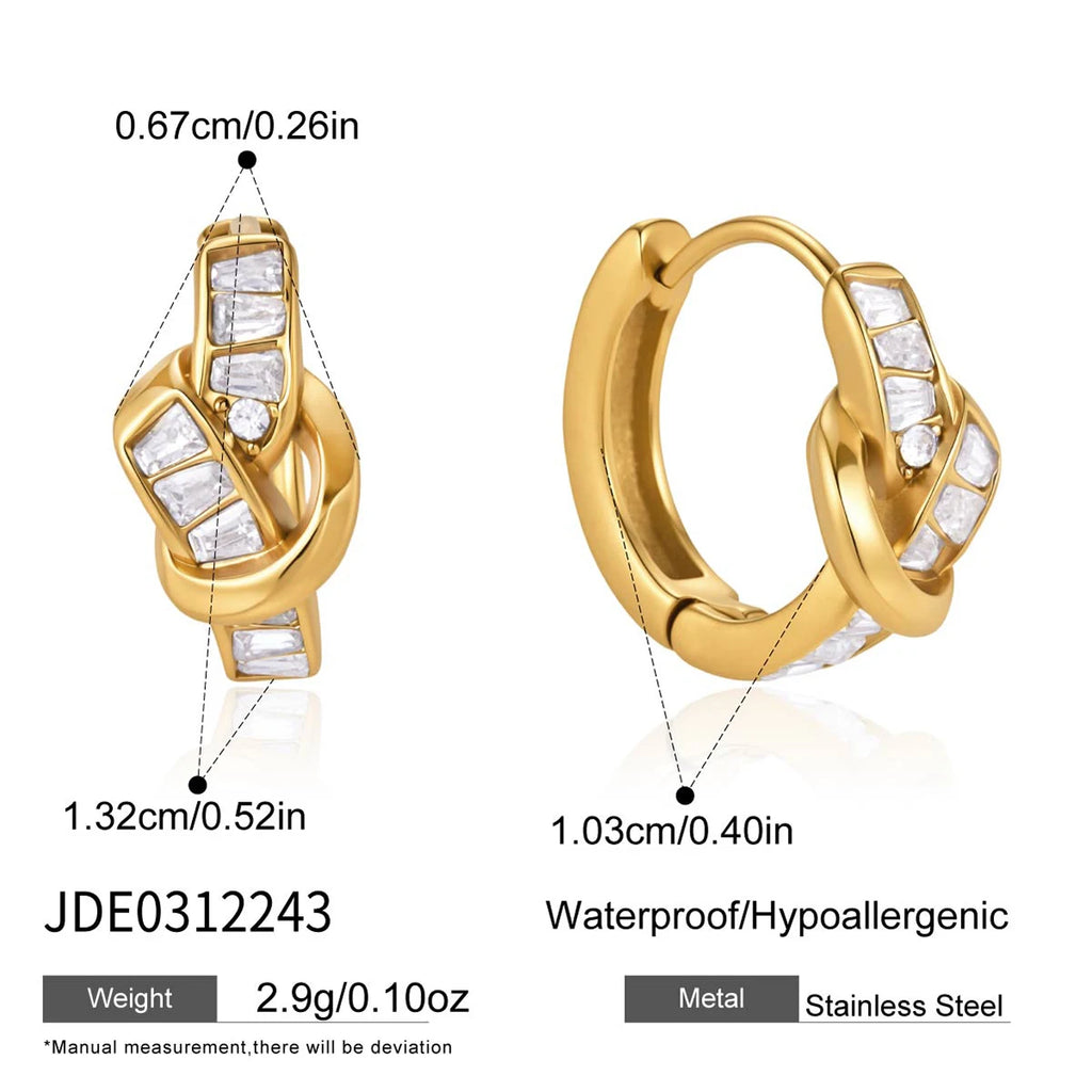 Kika Delicate Zircon Knotted Stud 18K Gold PVD Plated Stainless Steel