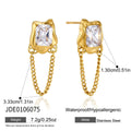 Kika Delicate Zircon Stud Earrings 18K Gold PVD Plated Stainless Steel Chain Tassel