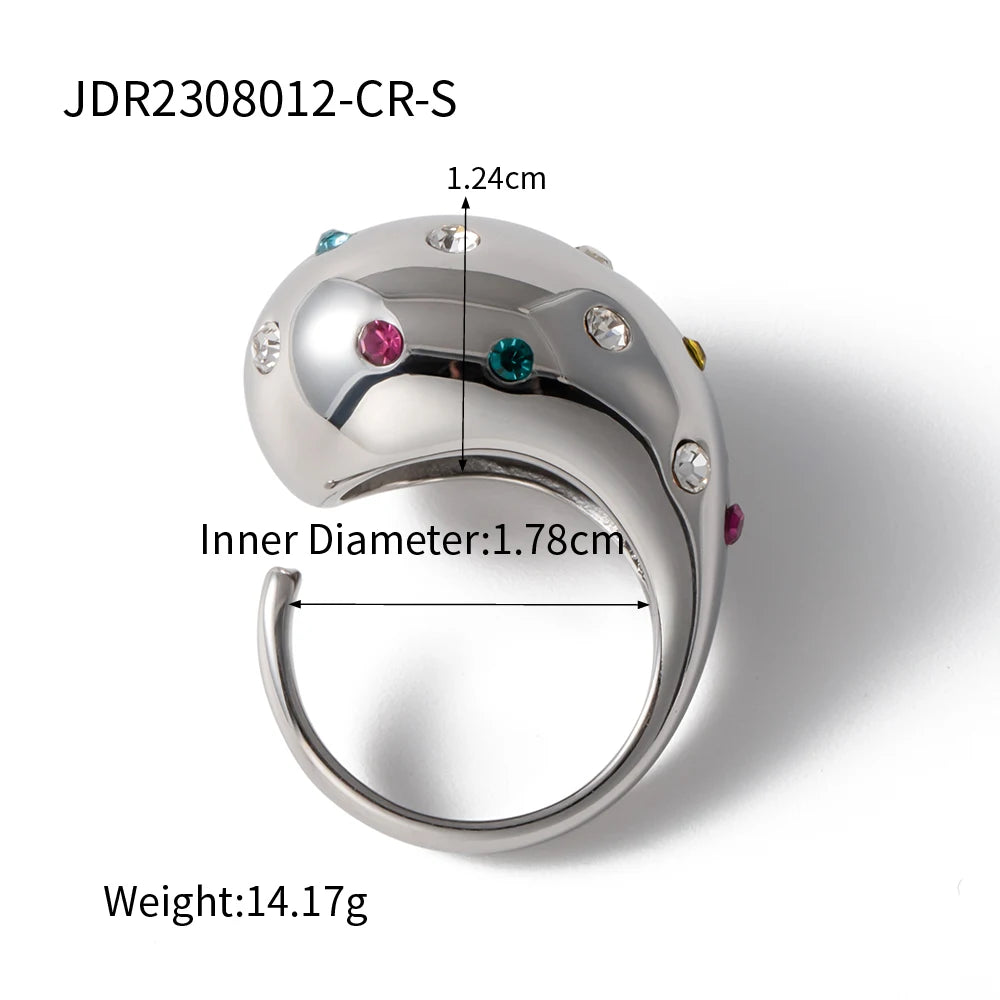 Kika Stainless Steel Half Empty Chunky Exclusive Ring 18K PVD Plated Waterproof Texture Personalized Statement Jewelry Women