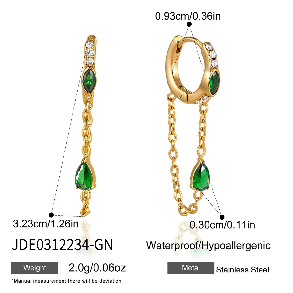 Kika Delicate White Horse Eye Zircon Tassel Earrings