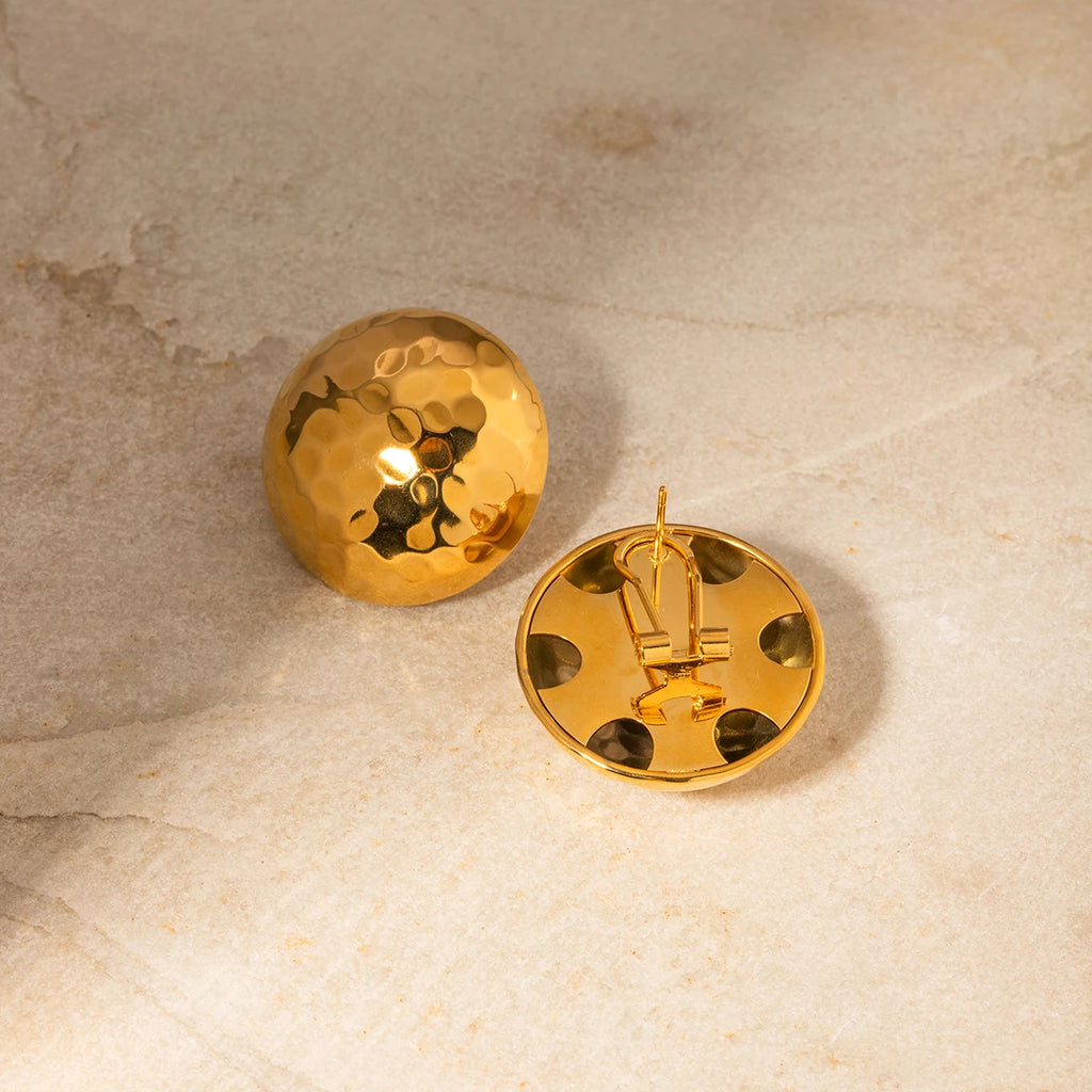 Hammered Hemispherical Earrings and Ear Clips