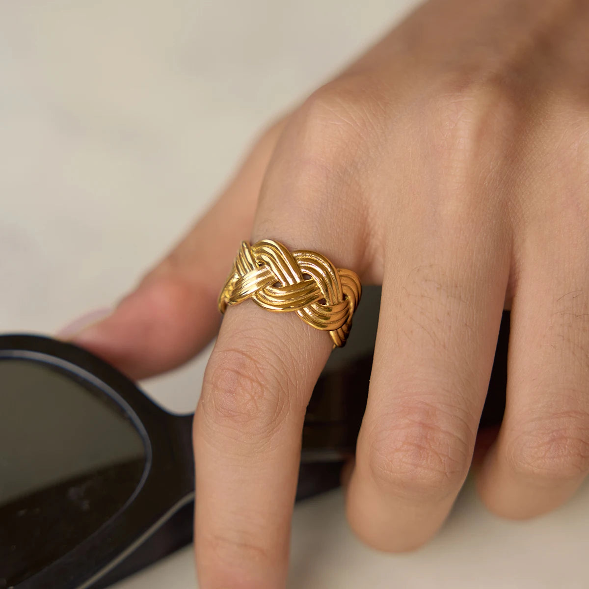 KIKA Classic Twisted Open Rings  PVD Plated Stainless Steel 316L