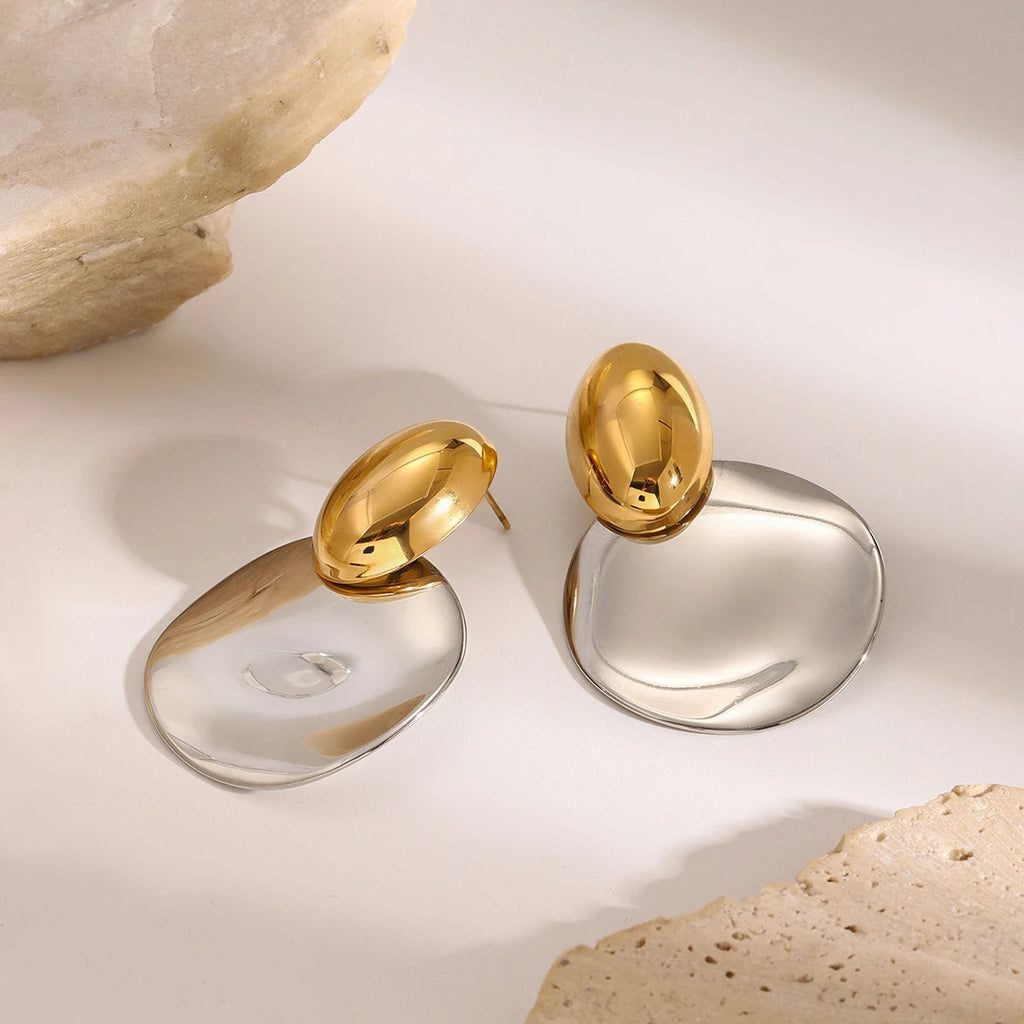 Elliptical Two tone Earrings