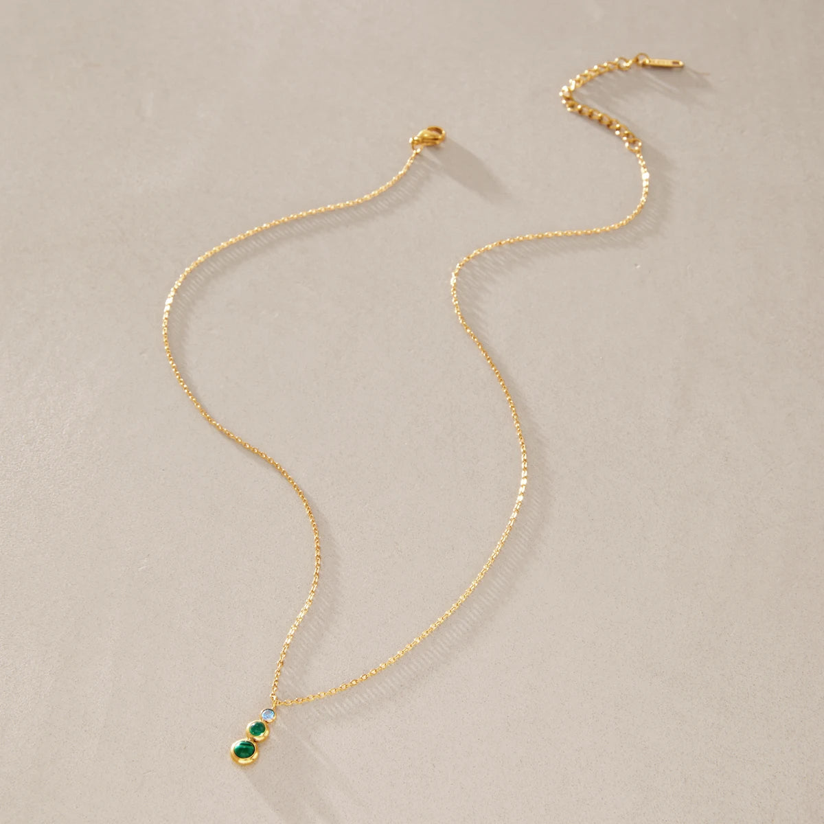 KIKA Malachite Stone Zircon Pendant Necklace For Women Minimalist 18K Gold PVD Plated Stainless Steel 316L