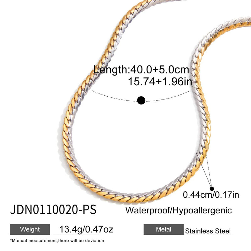 Cuban chain necklace in embossed of gold and silver blocks