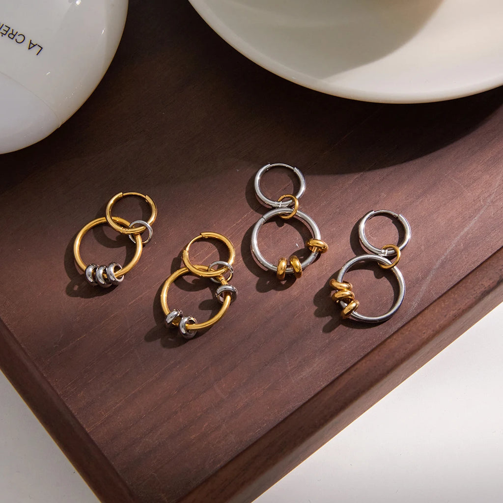 Classic Gold And Silver Color Blocking Multi Ring