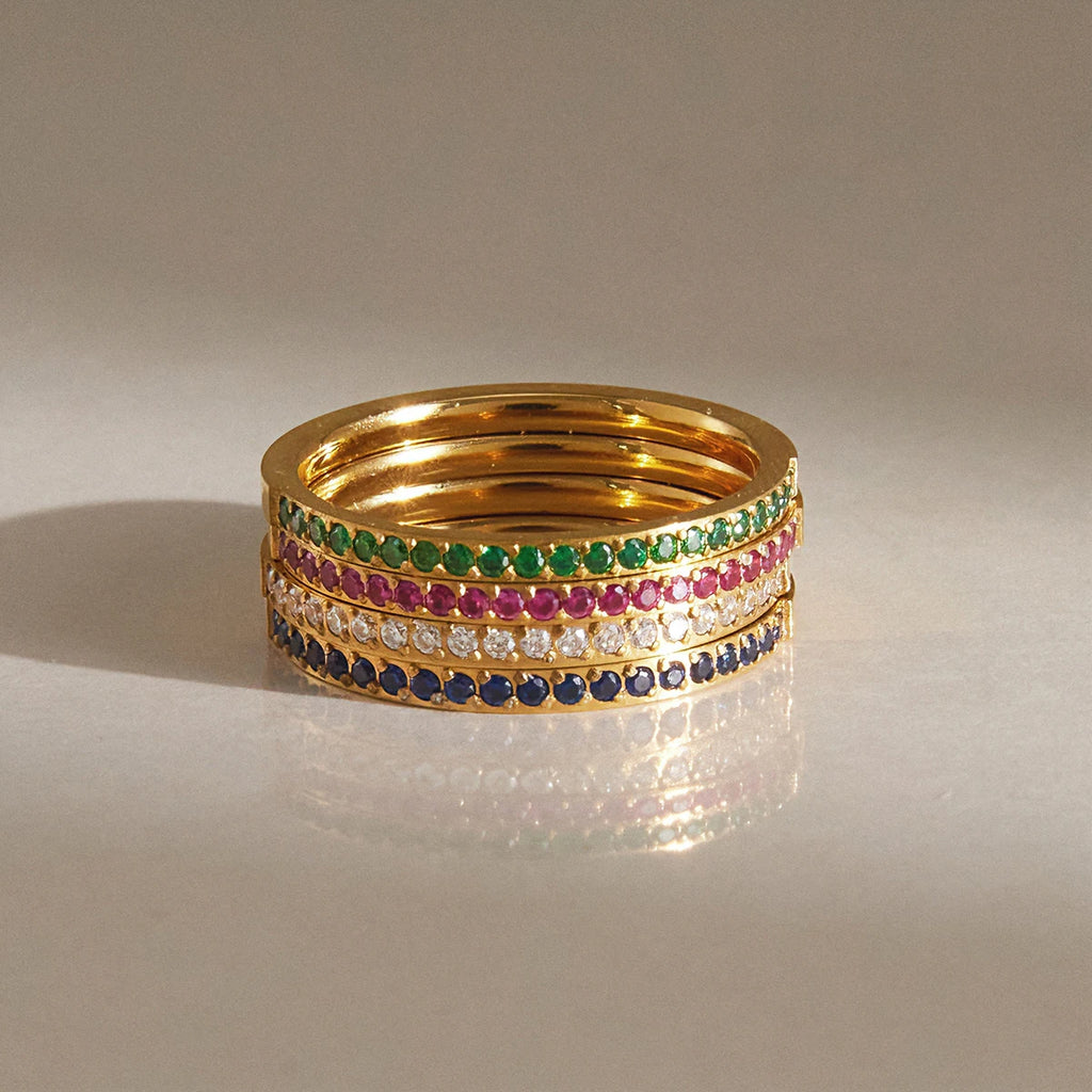 KIKA Delicate Zircon Thin Rings Gold PVD Plated Stainless Steel 316L
