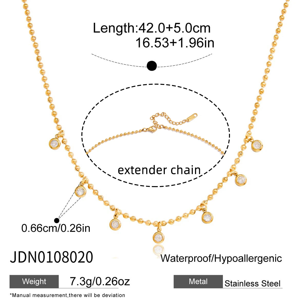 Kika Minimalist White Round Zircon Pendant Necklace