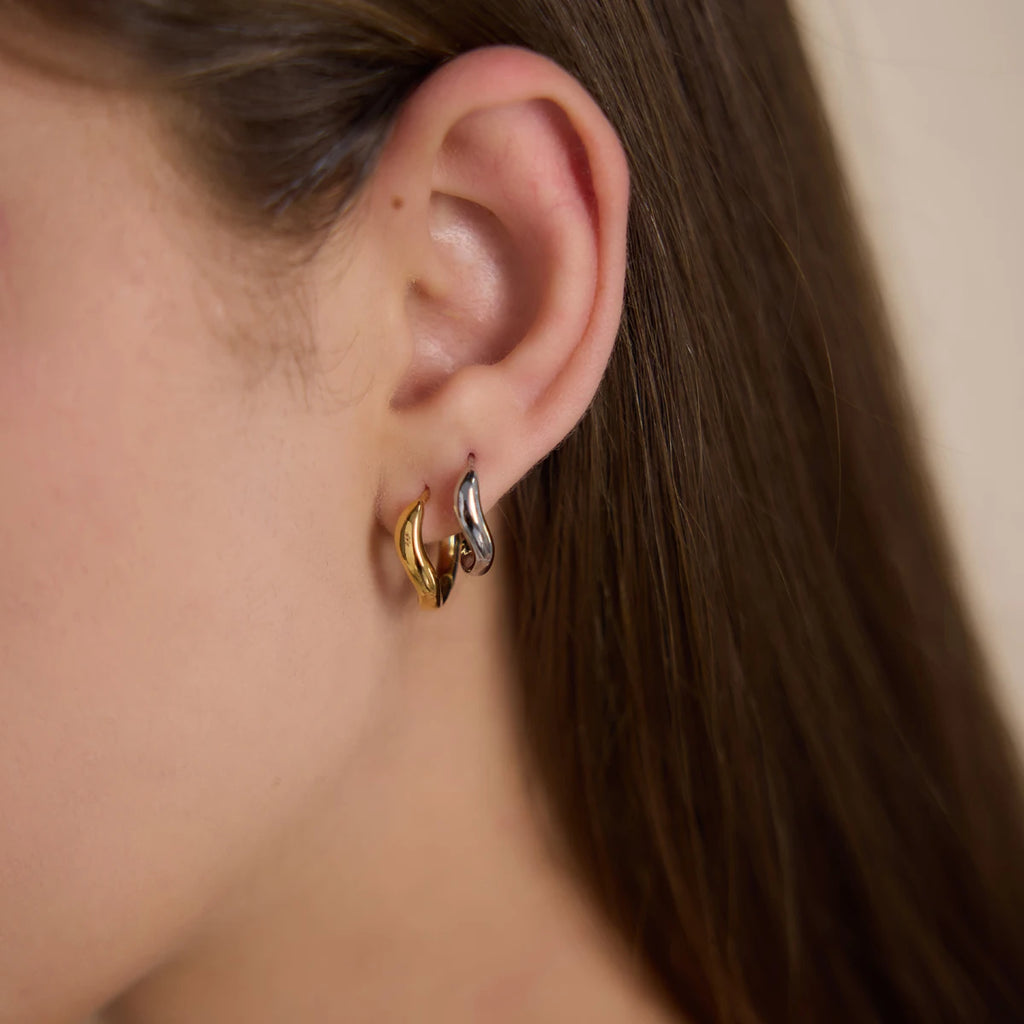 KIKA Delicate Wave Shape Clip Earrings  Gold PVD Plated Stainless Steel 316L