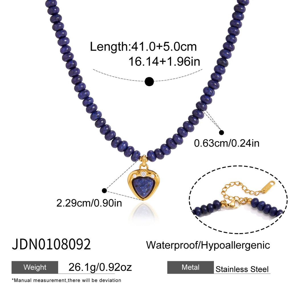 KIKA Zircon Pendant Natural Stone Bead Necklace For Women Minimalist 18K Gold Plated Stainless Steel Necklace Fashion Jewelry