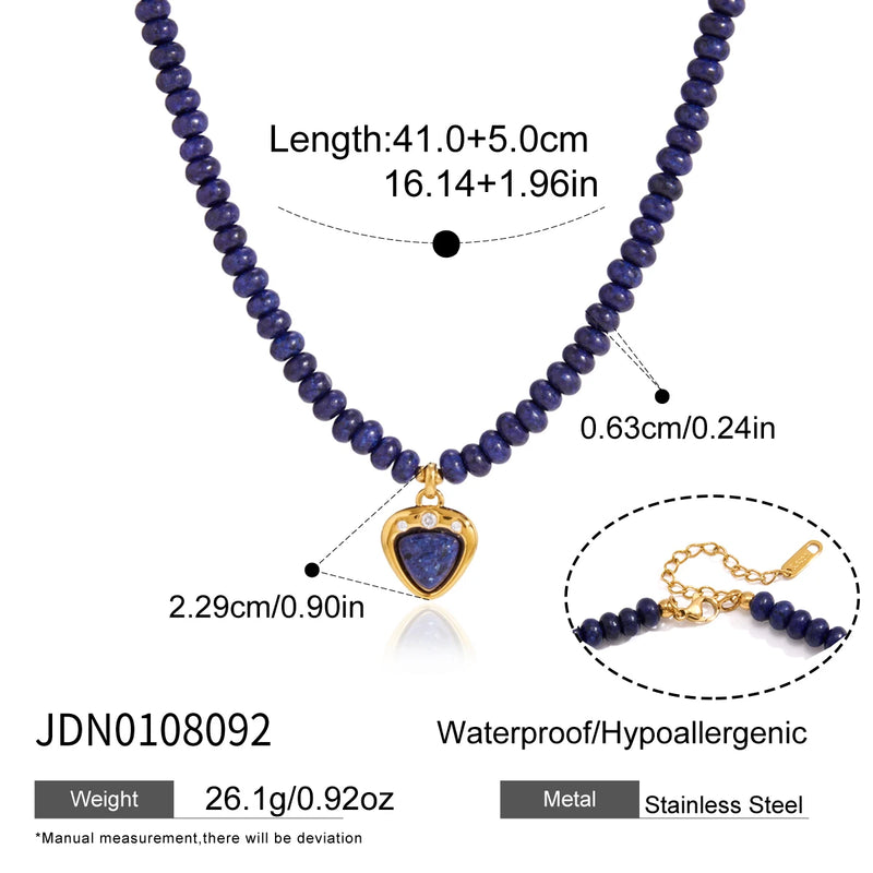 KIKA Zircon Pendant Natural Stone Bead Necklace For Women Minimalist 18K Gold Plated Stainless Steel Necklace Fashion Jewelry