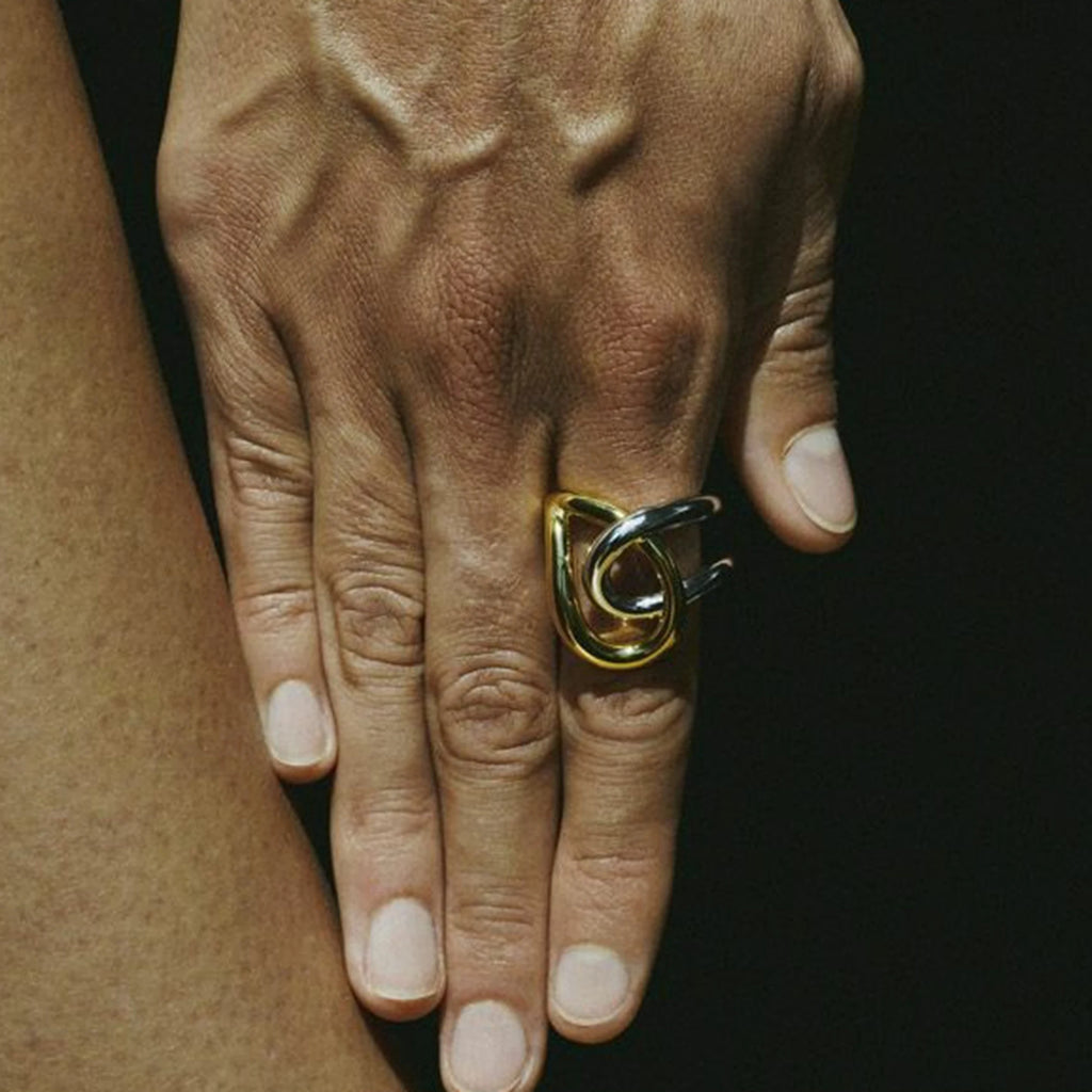 KIKA Minimalist Two Tone Irregular Wrapped Ring PVD Plated Stainless Steel
