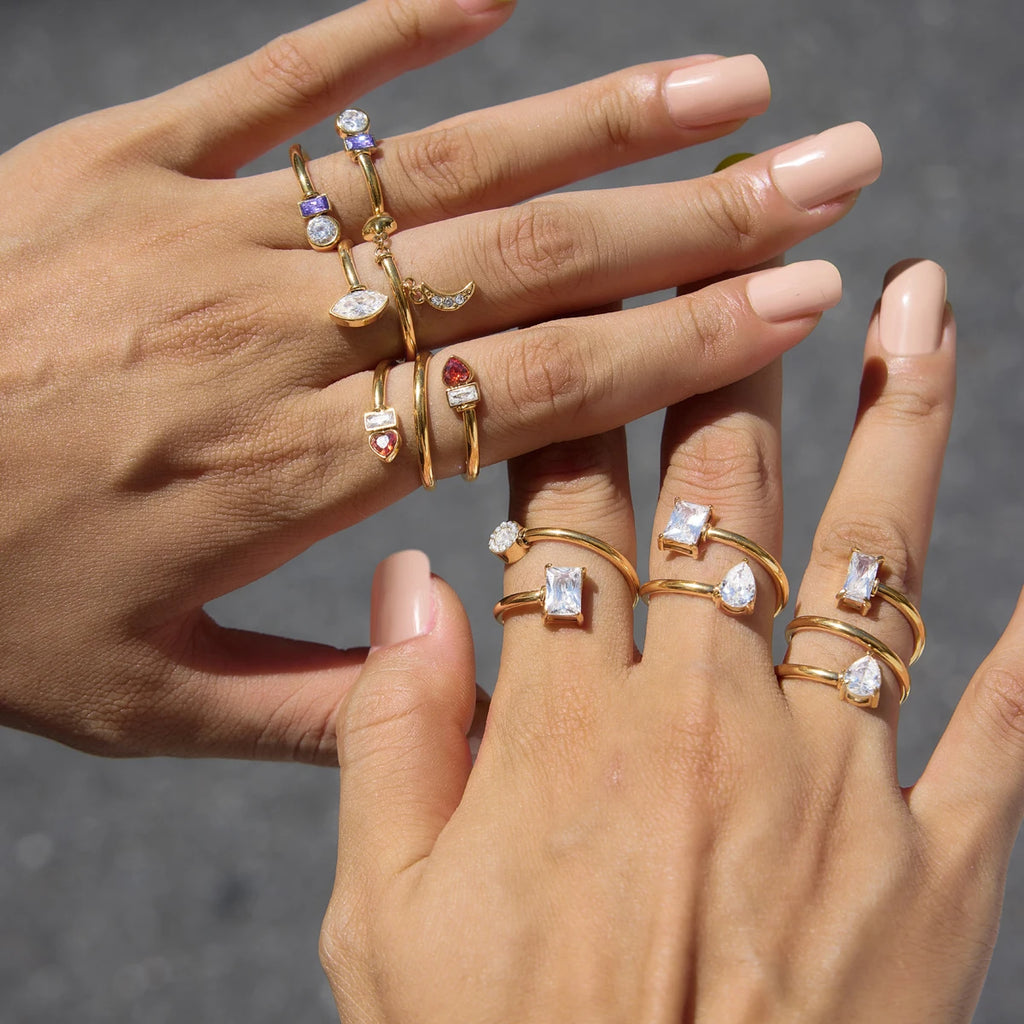 KIKA Delicate Zircon Rings PVD 18K Gold Plated Stainless Steel 316L