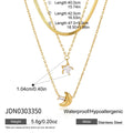 Kika Delicate Square White Zircon Moon Star Pendant With Three Layers Chain Necklaces