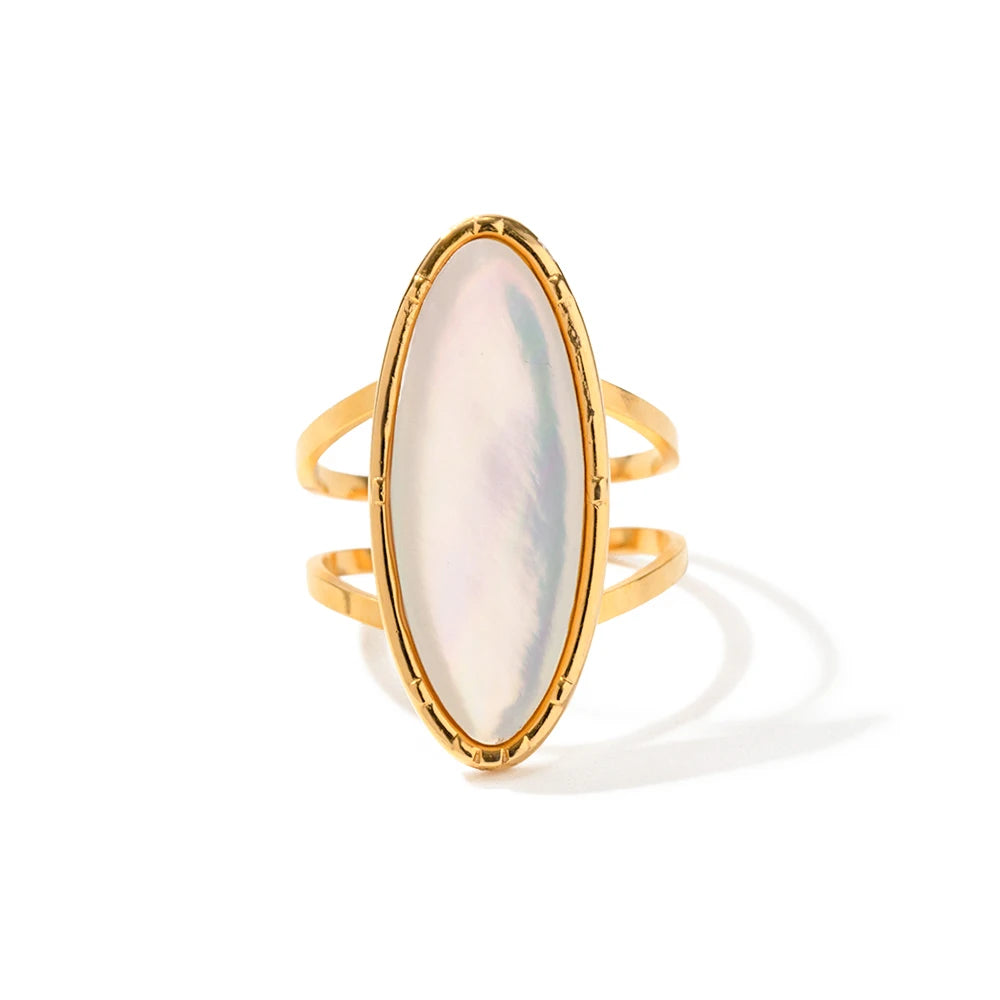 Kika Occident Oval Natural Shell Vintage Rings for