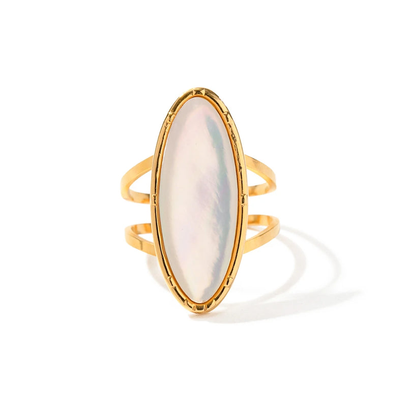 Kika Occident Oval Natural Shell Vintage Rings for