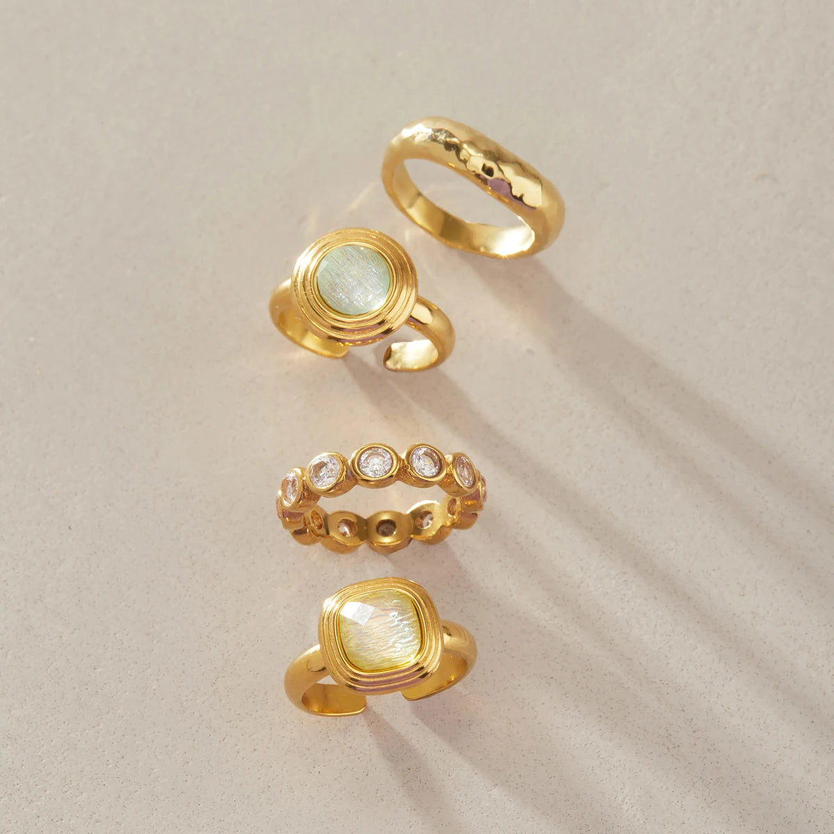 KIKA Elegant Resin Open Rings PVD Plated Stainless Steel 316L