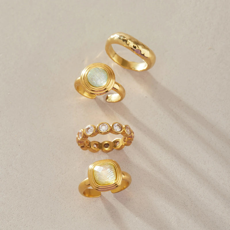 KIKA Elegant Resin Open Rings PVD Plated Stainless Steel 316L