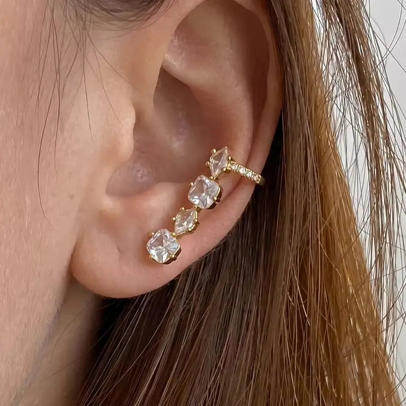 KIKA Classic Geometric Zircon Non-piercing Ear Clip PVD Plated Stainless Steel316L