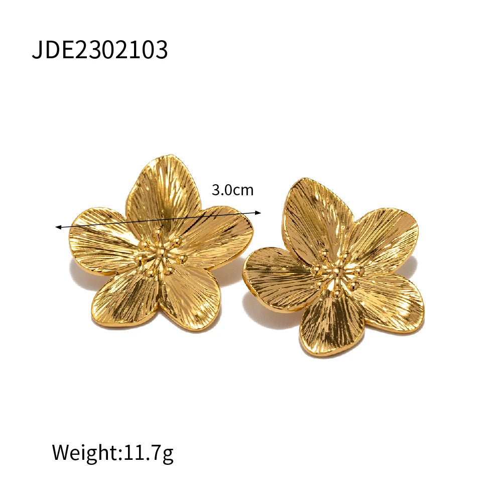 Flower Heart Earring For Women Delicate Stainless Steel Earrings