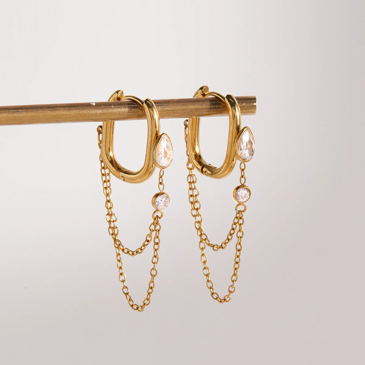 Zircon Earrings With Double Layer