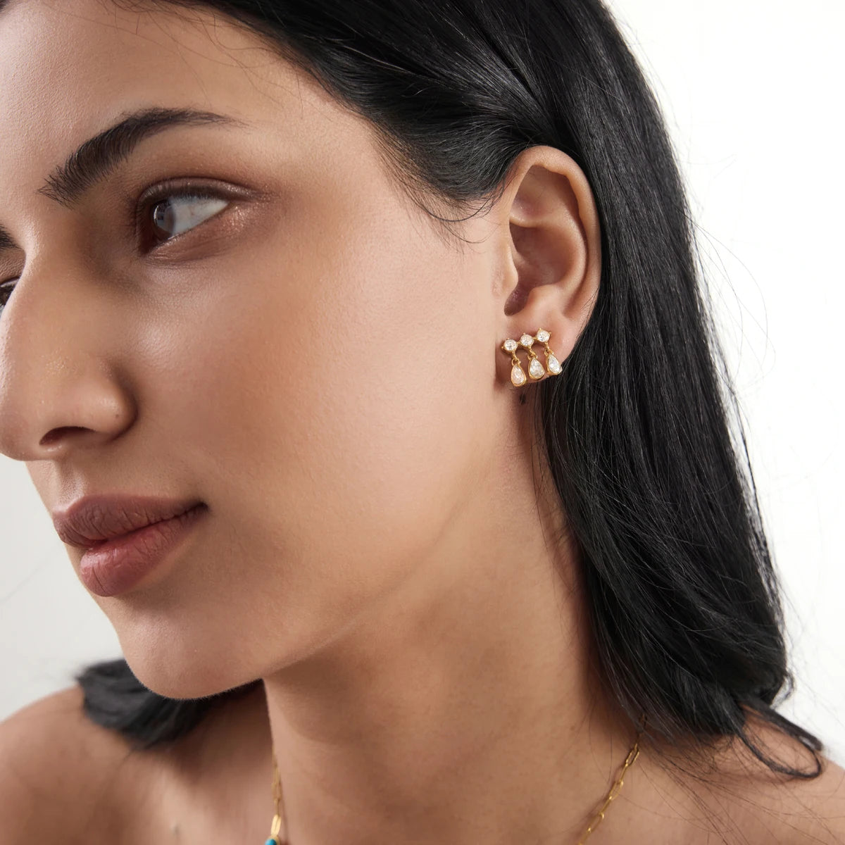 KIKA Delicate Round Water Drop Zircon Earrings For Women 18K Gold PVD Plated Stainless Steel Earrings Fashion Jewelry Gift