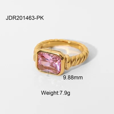 Zircon High Polished Geometric Round Chunky  Rings