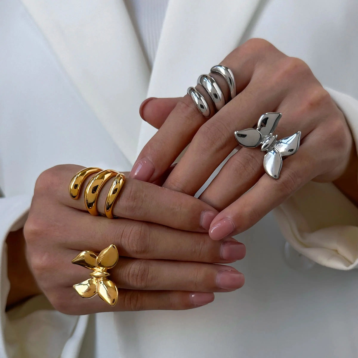 Kika Vintage Open Rings For Women Men Punk Fashion New Gold Silver Color Geometric Knuckle Ring Sets Jewelry Accessories