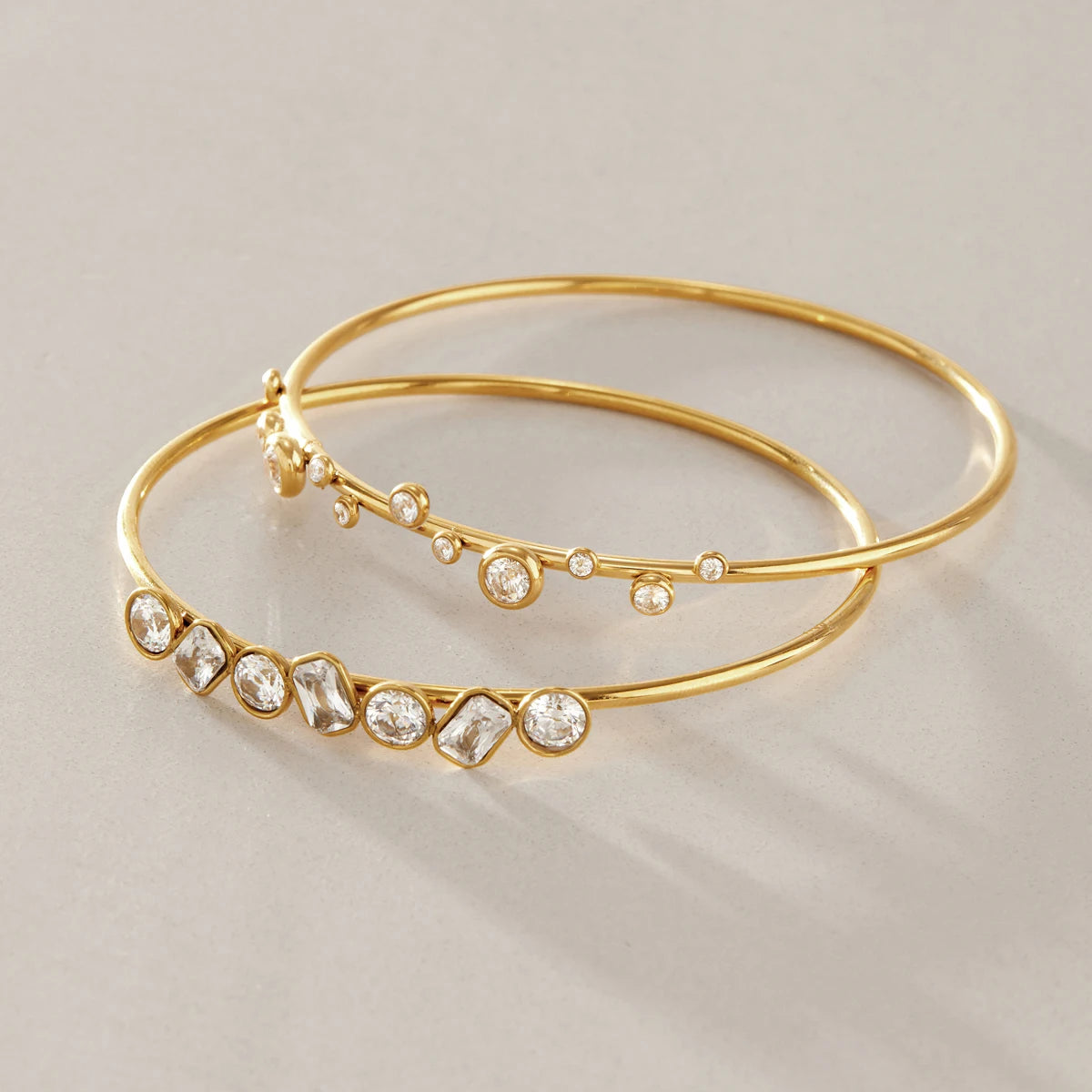 Kika Delicate Geometric Cubic Zirconia Bangle 18K Gold PVD Plated Stainless Steel 316L