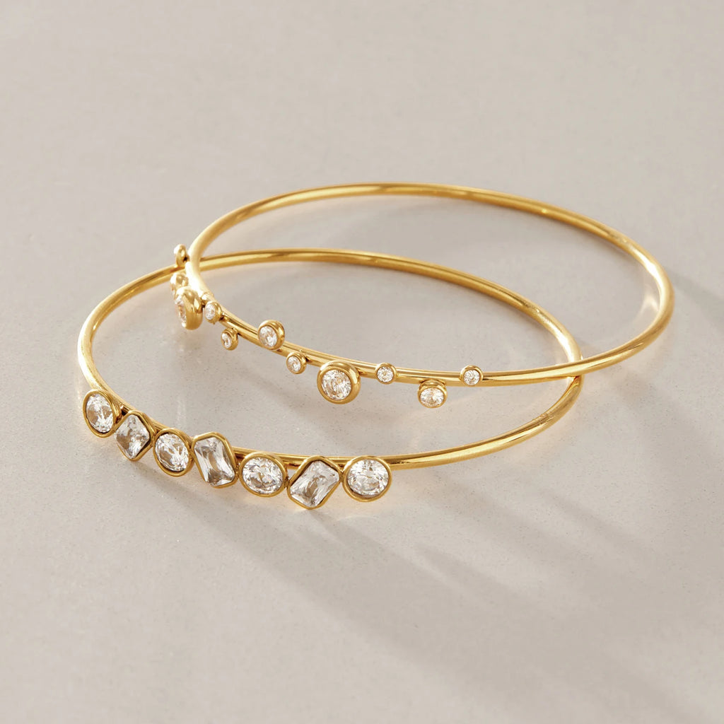 Kika Delicate Geometric Cubic Zirconia Bangle 18K Gold PVD Plated Stainless Steel 316L