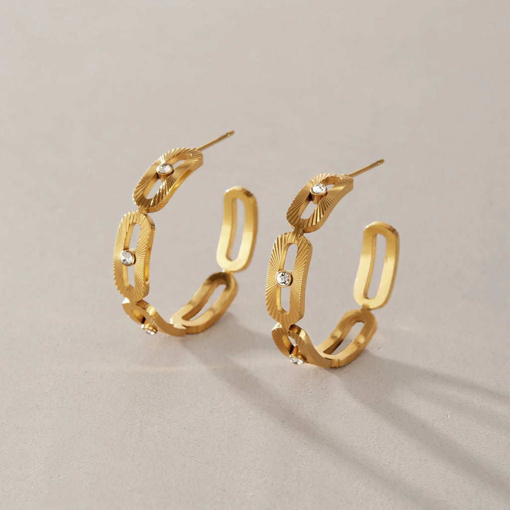 Kika Tiny Crystal Geometric Stud Earrings 18K Gold PVD Plated Stainless Steel 316L