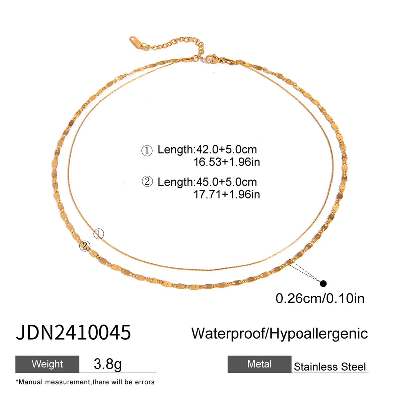Flat Snake Chain Layer Necklace Stainless Steel Snake Rope Chain