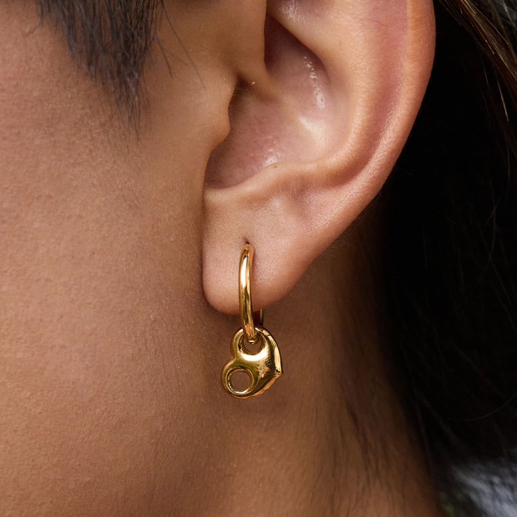 Plated Stainless Steel Heart Pendant Earrings