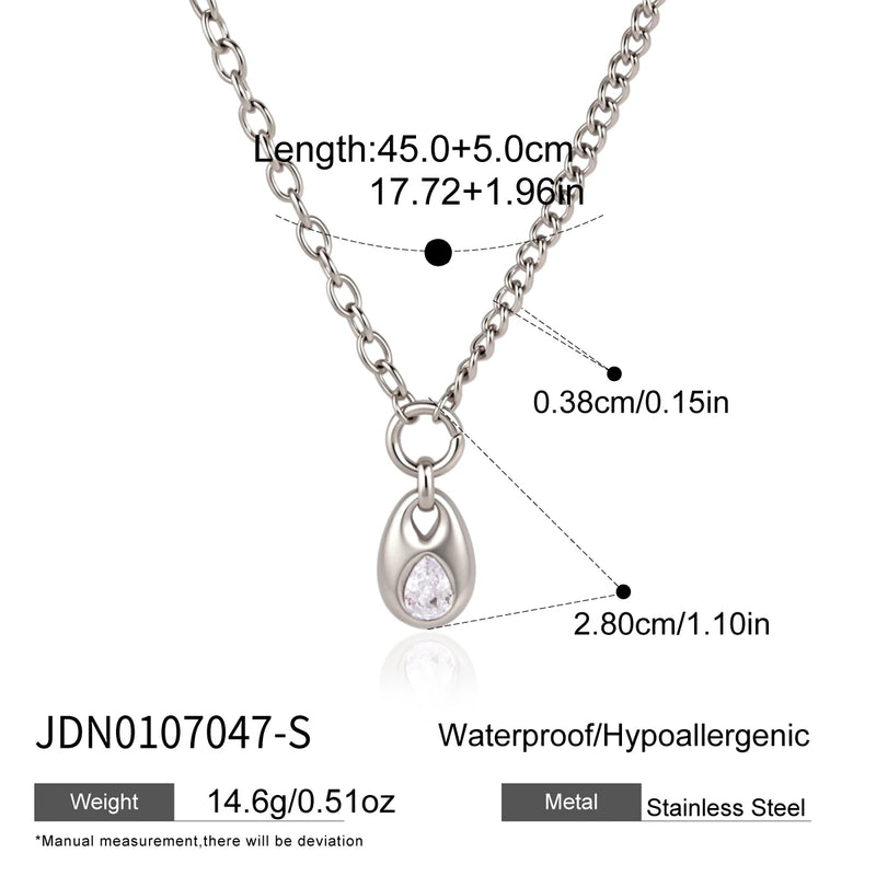 KIKA Classic Zircon Water Drop Pendant Y Shape Chain Necklace For Women Minimalist Stainless Steel Necklace Fashion Jewelry