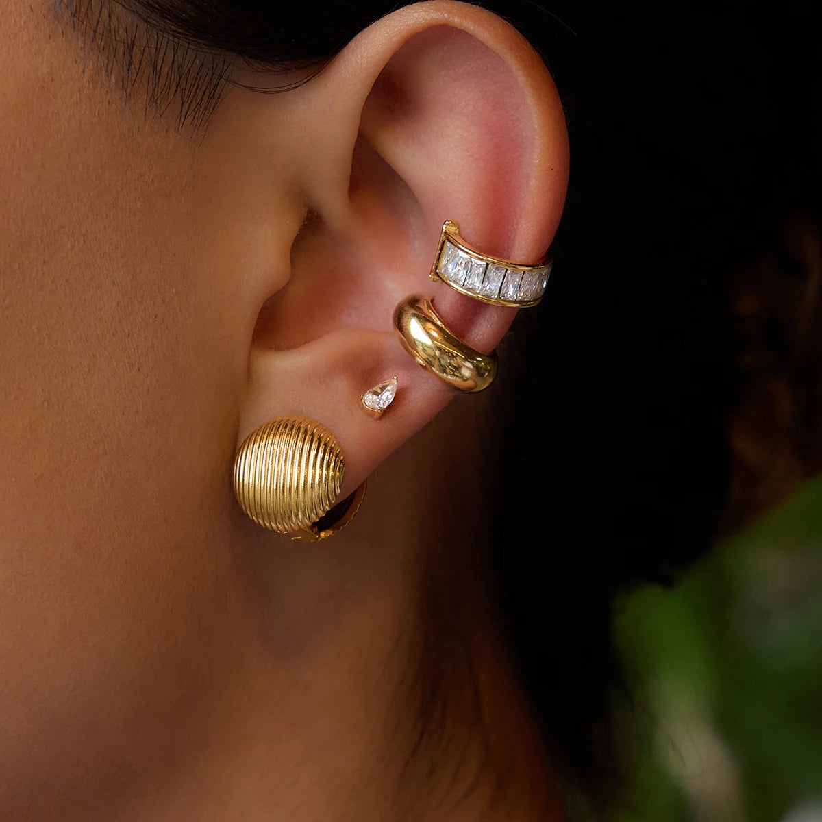 Round Earclip Zircon Earclip Stackable